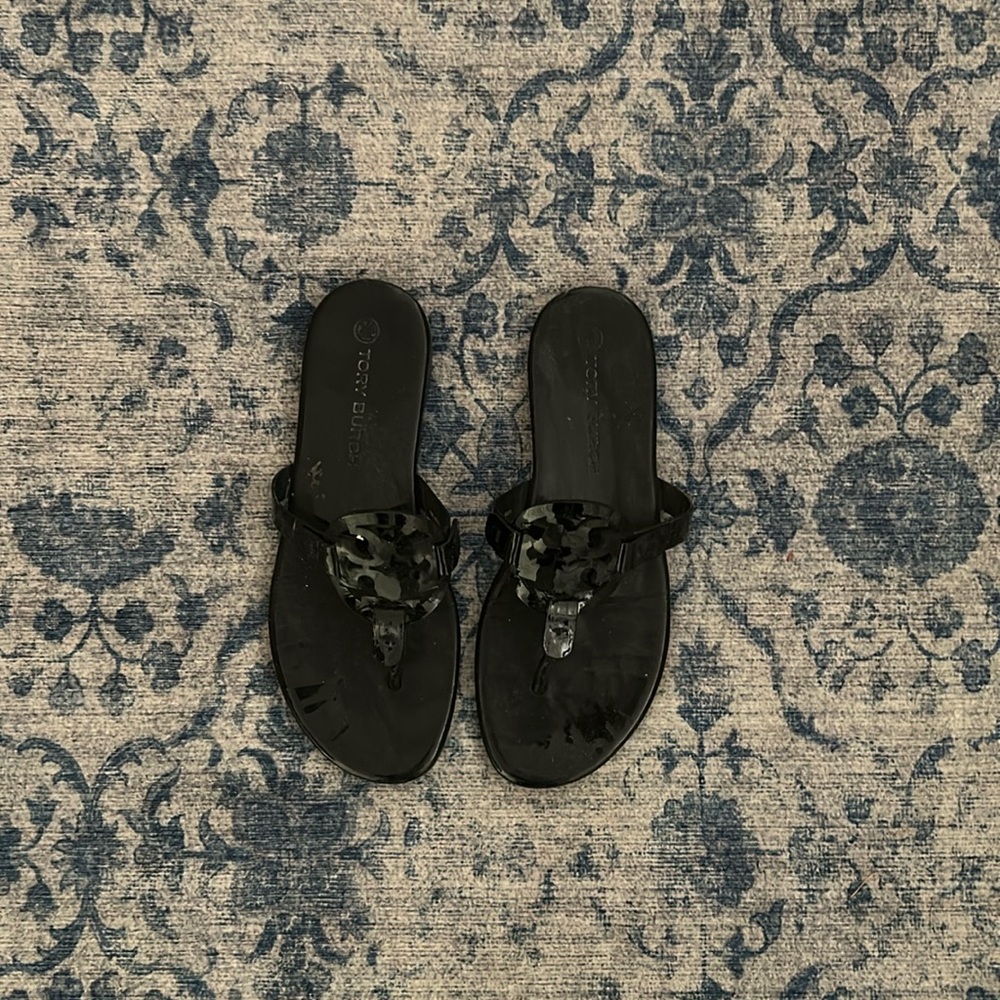 Tory Burch Black Miller Patent Sandals Shoes